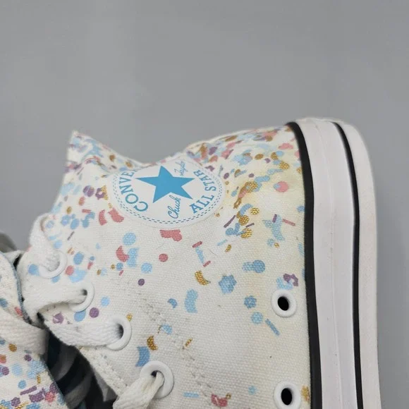 Converse High Top Flower Confetti Shoes Sneakers Size Women's 9 Mens 7 - Picture 13 of 16